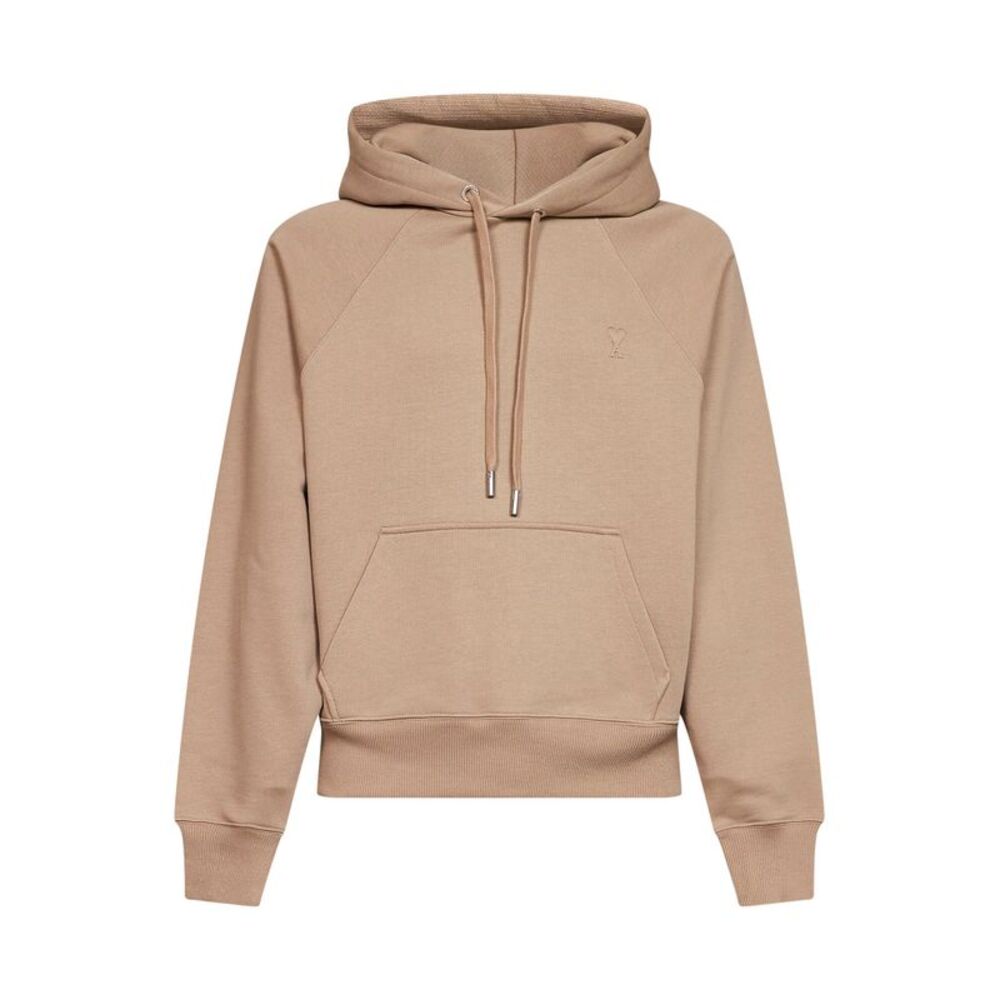 Ami Paris Men Beige Loopback Jersey Ami De Cœur Embossed Hoodie
